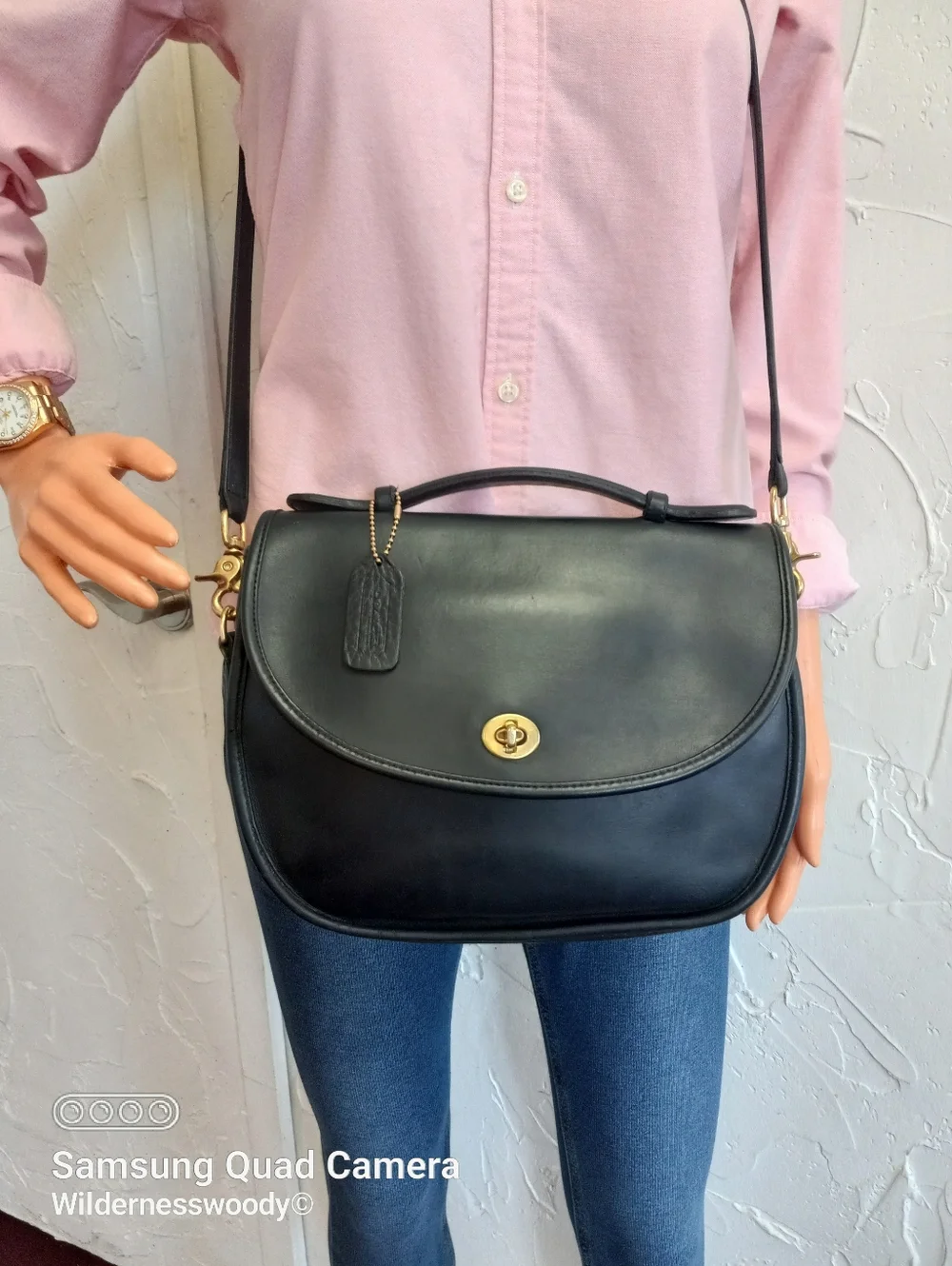Coach Large Plaza bag/"The Bistro Bag" Navy Blue, Late 1980's-early 1990's - Picture 3 of 16